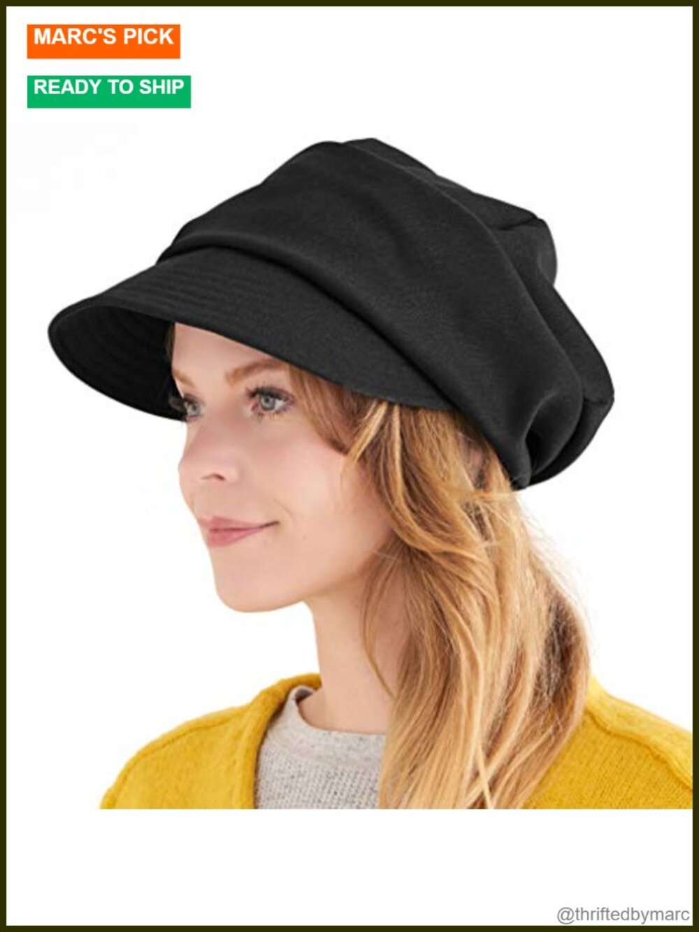 Womens Newsboy Slouchy Hat - Flat Cap Organic Cotton Winter Hipster Visor